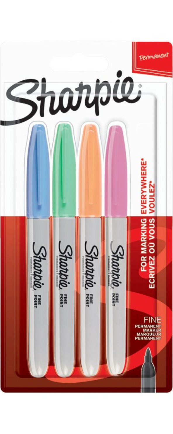 Sharpie Fine Permanent  Markör Pastel Renk  4Lü ürün görseli 1