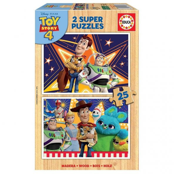 Educa Toy Story 4 2x25 Parça Ahşap Puzzle 18083
