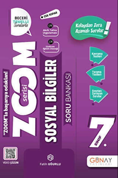 Günay 7.Sınıf Zoom Serisi Sosyal  Bilgiler Soru Bankası (2022-2023)