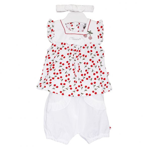 Caramell Bebek Takımı - 3 lü - TKK6173 - Cherry - Beyaz