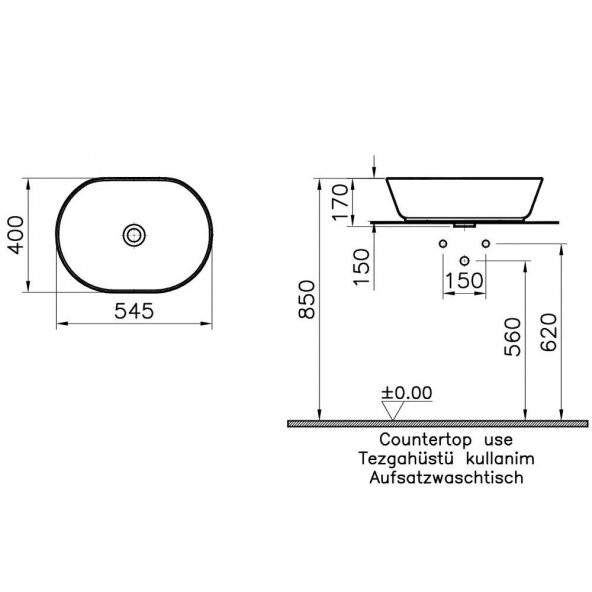 Vitra Geo Oval Çanak Lavabo 55 Cm Beyaz 7427B003-0016 - 2