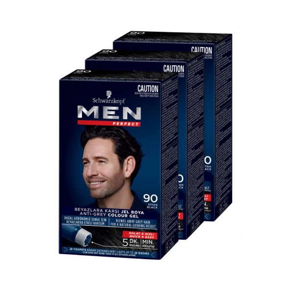 Schwarzkopf Men Perfect Erkek Saç Boyası 90 - Siyah 3 Adet ürün görseli 1