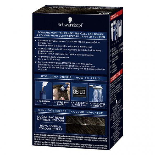 Schwarzkopf Men Perfect Erkek Saç Boyası 90 - Siyah 3 Adet - Resim 4