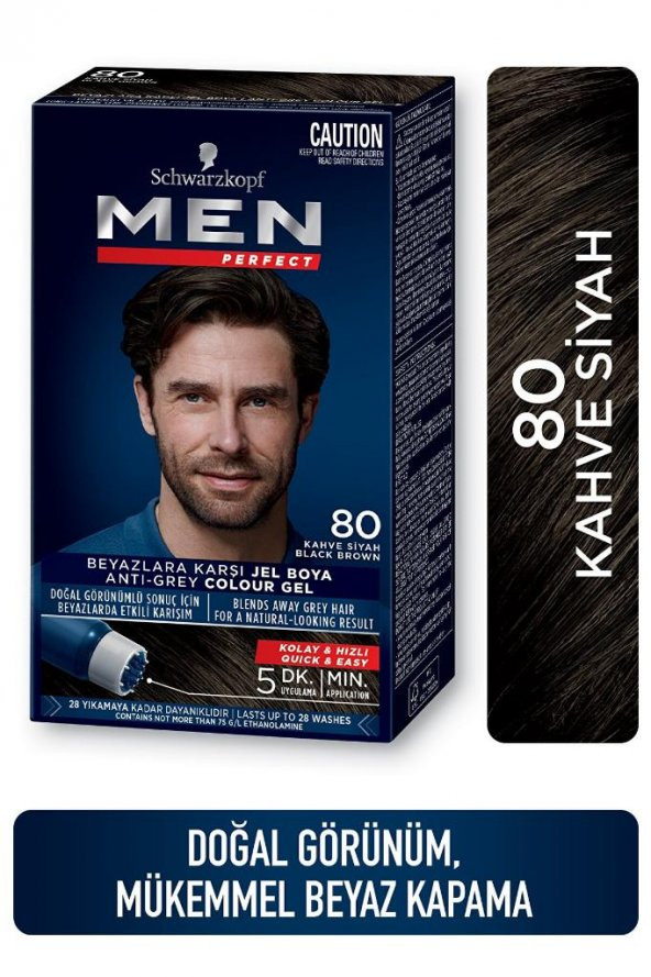 Schwarzkopf Men Perfect Erkek Saç Boyası 80 - Kahve Siyah 3 Adet - 2