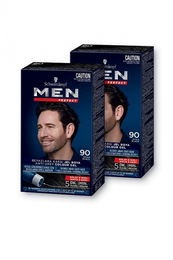 Schwarzkopf Men Perfect Erkek Saç Boyası 90 - Siyah 2 Adet - Resim 2