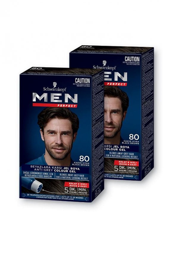 Schwarzkopf Men Perfect Erkek Saç Boyası 80 - Kahve Siyah 2 Adet - 2