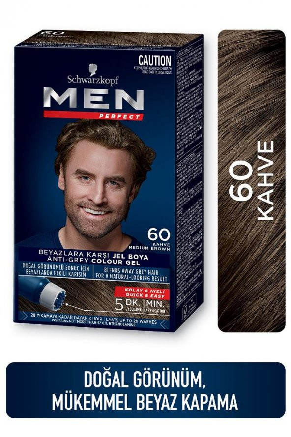 Schwarzkopf Men Perfect Erkek Saç Boyası 60 - Kahve 3 Adet - 2