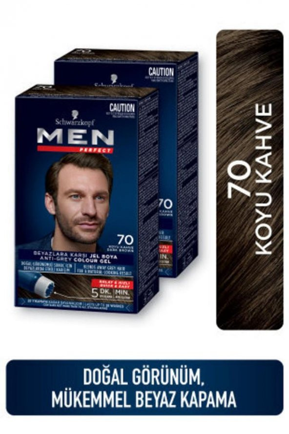 Schwarzkopf Men Perfect Erkek Saç Boyası 70 - Koyu Kahve 2 Adet