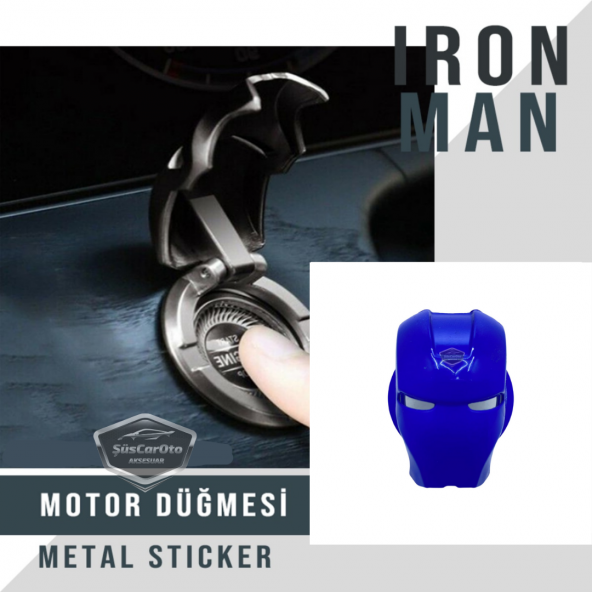 Start Stop Tuşu Kapağı Iron Man Metal Tuş Koruyucu Dekoratif Özel Çinko Alaşım Mavi
