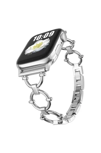 Apple Watch Ultra 49mm Metal Taşlı Gövde Koruma Halka Tasarım Kordon
