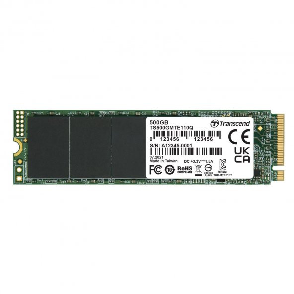 Transcend TS500GMTE110Q 500GB 1900/900MB/s PCIe Gen3x4 QLC NVme M.2 SSD