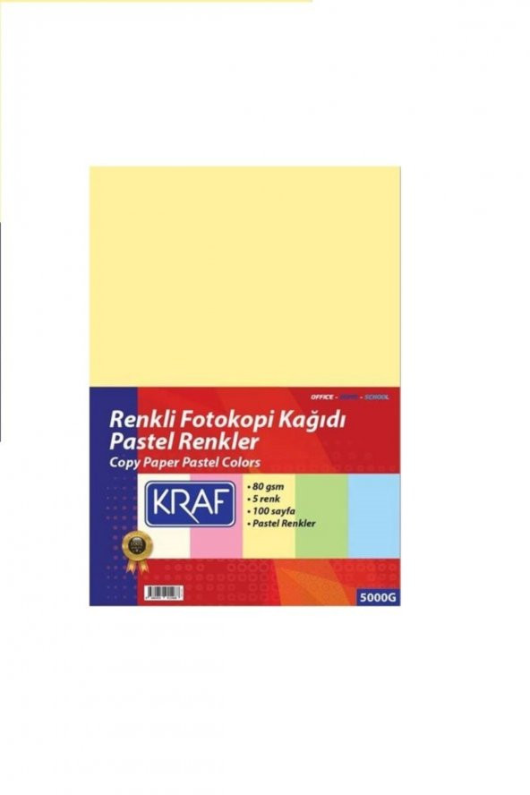 KRAF Fotokopi Kağıdı Pastel 5 Renk 100lü