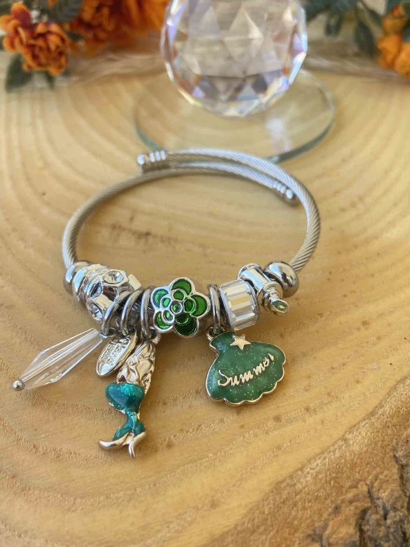 Aksesuar Çarşısı Istiridye Ve Deniz Kızı Tasarımlı Charm Bileklik - Resim 2