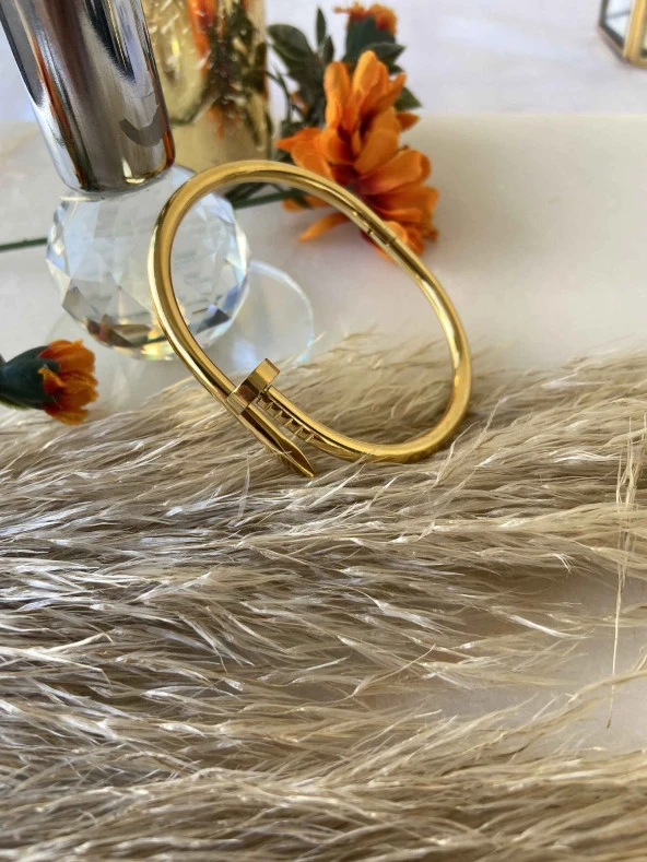 Aksesuar Çarşısı Çelik Charm Tiffany Çivi Model Bileklik Gold ürün görseli