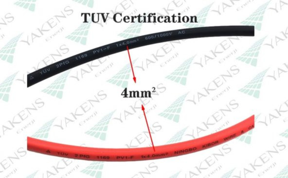 Mc4 Soketli (3m+3m) 6 Metre 4mm Güneş Paneli Hazır Solar Kablo Siyah Kırmızı - 6