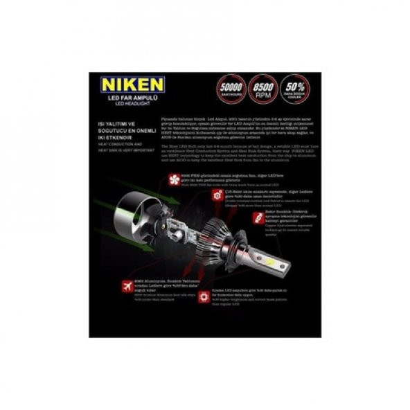 NİKEN ŞİMŞEK ETKİLİ LED XENON YENİ NESİL PRO SERİSİ H1 - 3