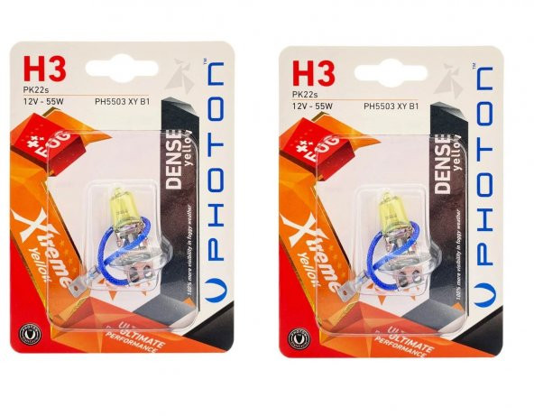 PHOTON H3 XTREME YELLOW LİMON SARISI FAR AMPÜLÜ TAKIMI (2 ADET)