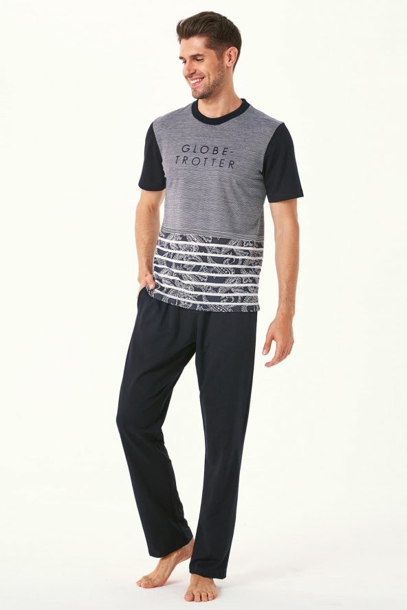 Erkek Nakışlı Kısa Kol Pijama Takımı 4503 ürün görseli