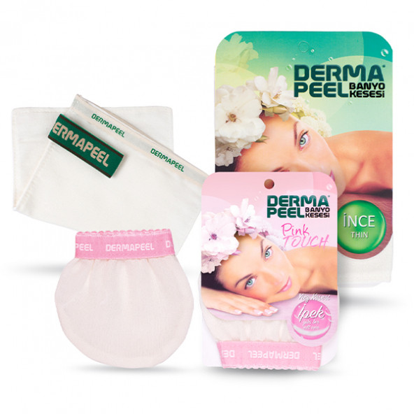 Dermapeel İnce Banyo Kesesi + Pink Touch Yüz Kesesi Set