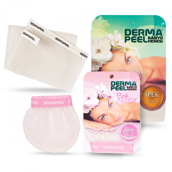 Dermapeel Doğal İpek Banyo Kesesi + Pink Touch Yüz Kesesi Set