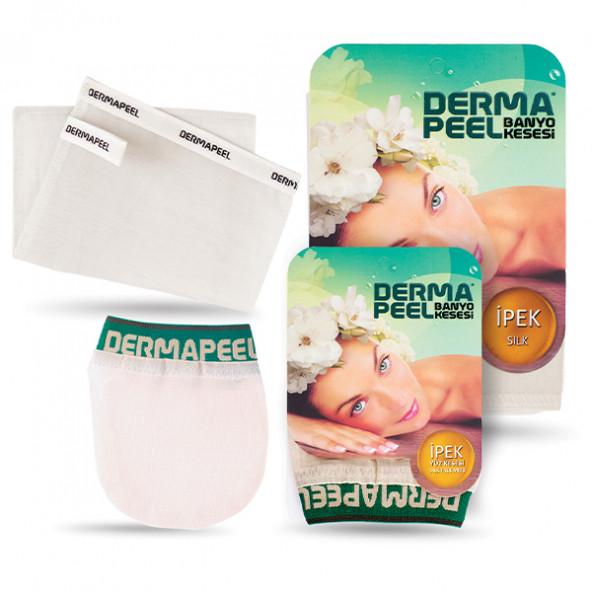 Dermapeel Doğal İpek Banyo Kesesi + Doğal İpek Yüz Kesesi Set