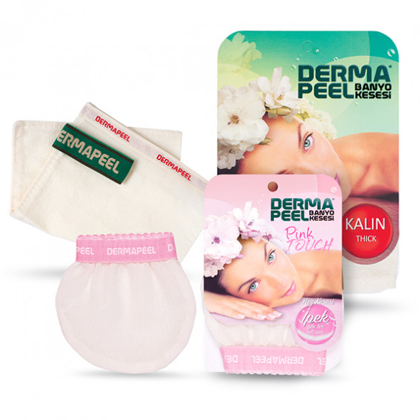 Dermapeel Kalın Banyo Kesesi + Pink Touch Yüz Kesesi Set