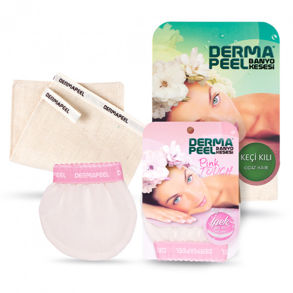 Dermapeel Keçi Kılı Banyo Kesesi + Pink Touch Yüz Kesesi Set