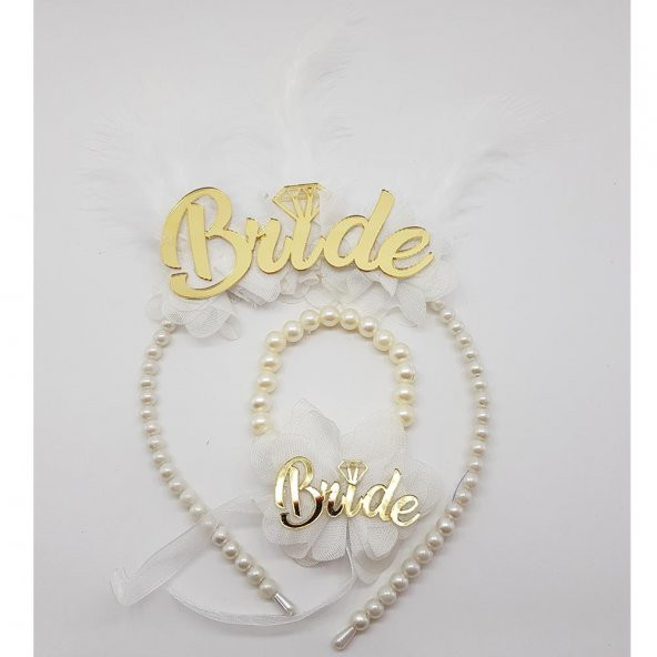 İncili Pleksi Bride Temalı Taç Bileklik Seti - 4