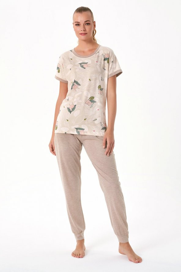 Kadın Sincap Baskılı Kısa Kollu Pijama Takımı ürün görseli