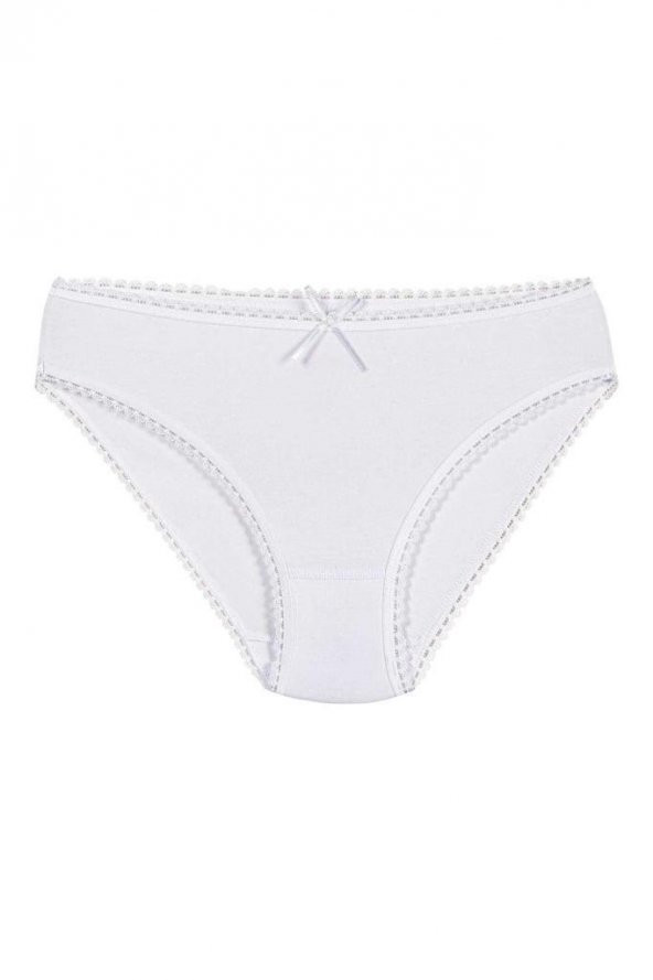 12 Adet Yıldız Bayan Modal Dantelli Bikini Külot Beyaz 3900