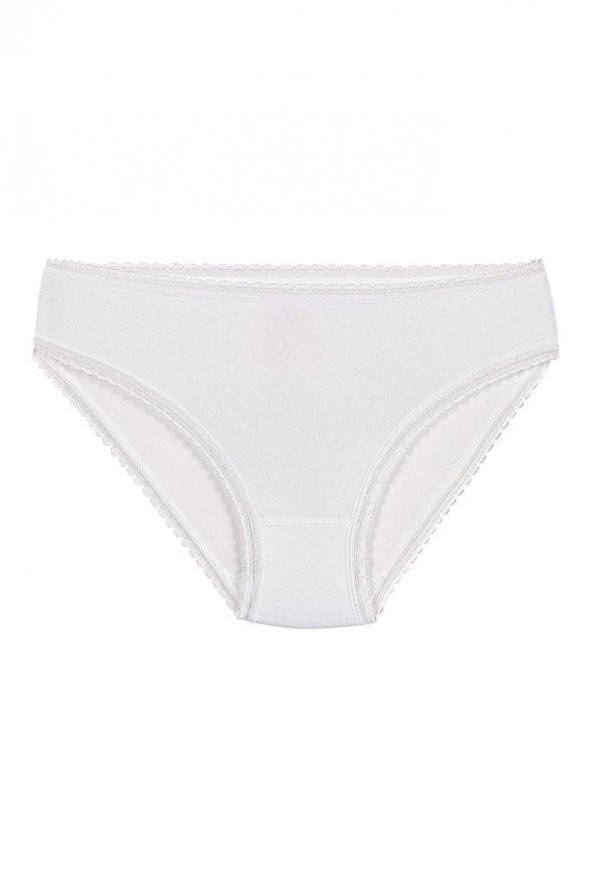 12 Adet Yıldız Bayan Modal Dantelli Bikini Külot Beyaz 3900 - 2