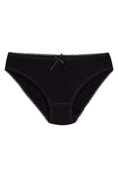 12 Adet Yıldız Bayan Modal Dantelli Bikini Külot Siyah 3901