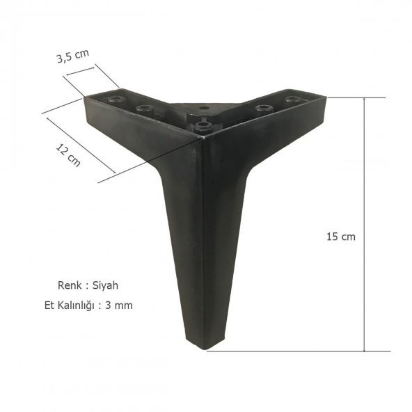 Kartal Lükens Ayak Mobilya Koltuk Çekyat Ayağı 15 cm Siyah - 2