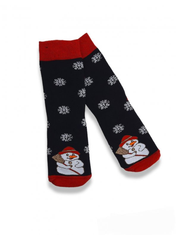 Unisex Renkli Kışlık Havlu Christmas themed teryy socks Desenli 1 Adet Çorap Numara BT-0759 - 2