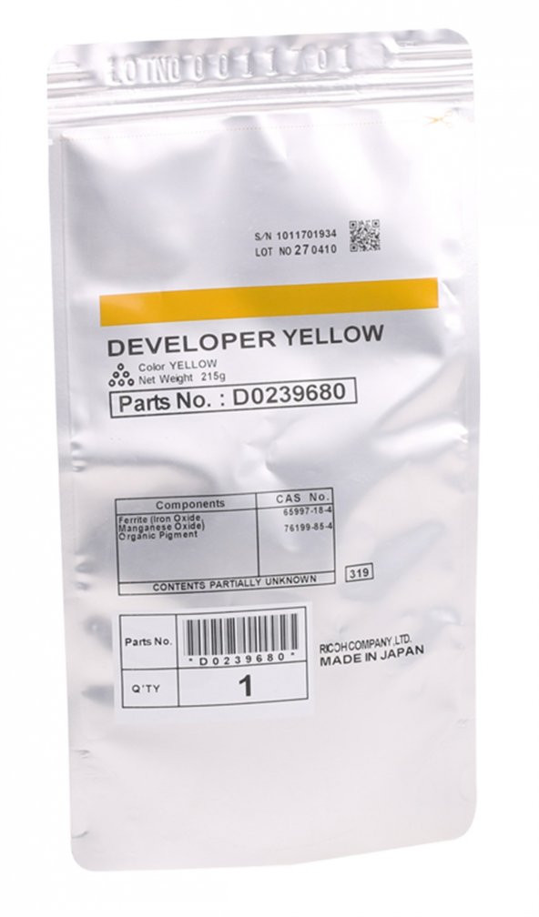 Ricoh MP-C 2800 Orjinal Sarı Developer MP-C 3300 4000 5000 D0239680