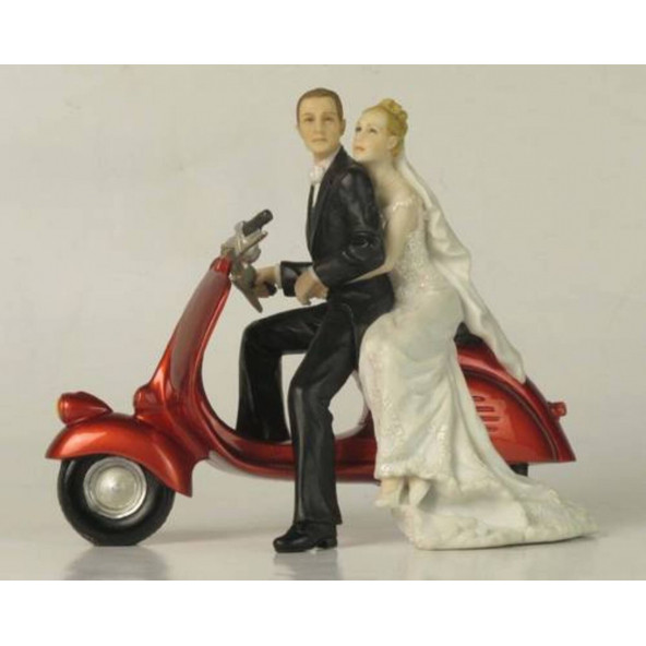 WISE Veronese Serisi-WISE GELİN DAMAT MOTORSIKLETE BİNİYOR-15*18*8,5 CM. - 1