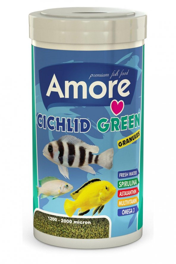 Cichlid Green Granules 250ml Kutu Green-spirulina Bitkisel Balık Yemi 100gr