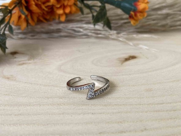 Aksesuar Çarşısı şimşek Model Zilkon Taşlı Yüzük Silver - Resim 3