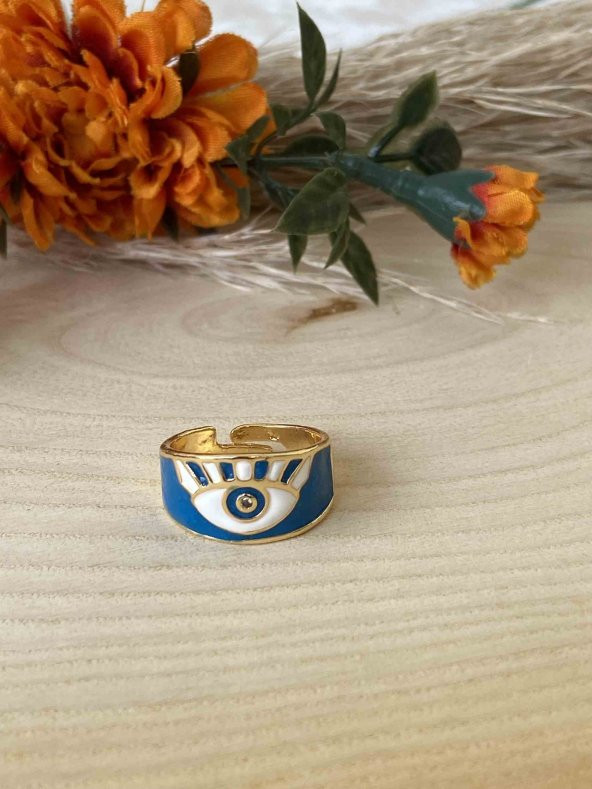 Aksesuar Çarşısı Mineli Yüzük Goldu Üzeri Mavi - Resim 2