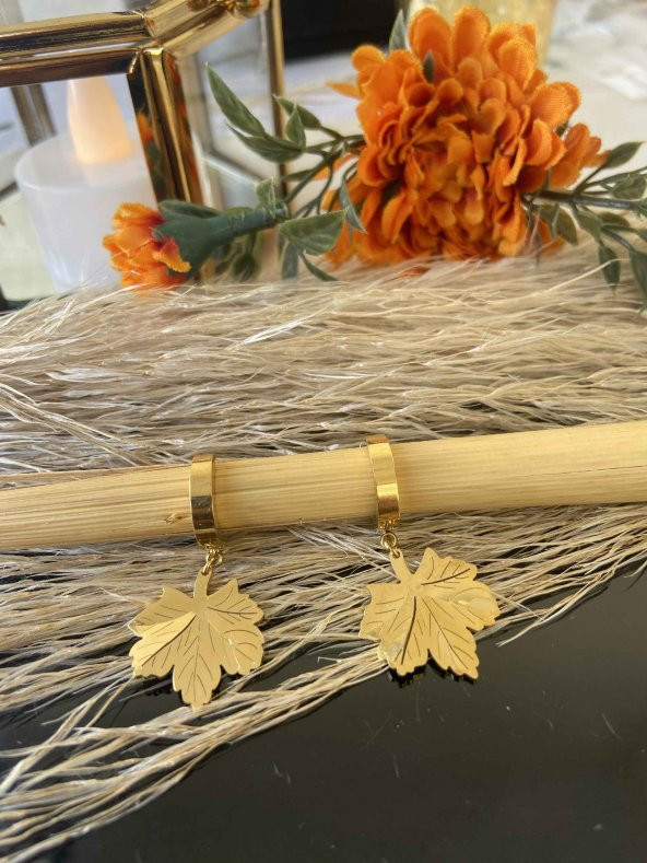 Aksesuar Çarşısı Çelik Sallantılı Yaprak Kolye - 3