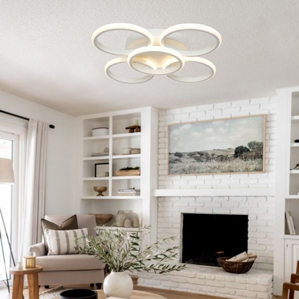 TT Aydınlatma TT304-4+1-BY YUVARLAK  Mat Beyaz 5 li Led Avize - 3