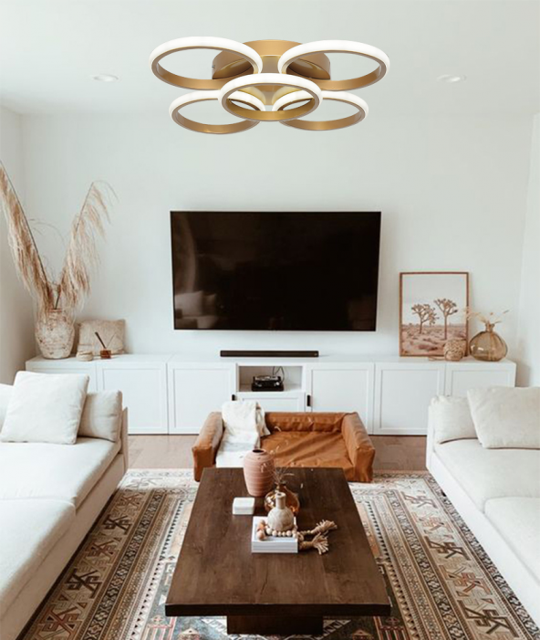 TT Aydınlatma TT304-4+1-ESK YUVARLAK  Eskitme Boyalı 5 li Led Avize - 3