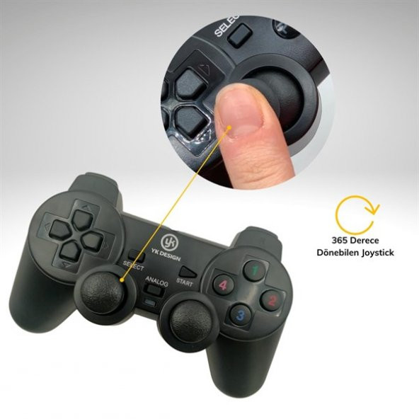 Çift Titreşimli USB Kablolu Oyun Kolu PC Uyumlu Vibration Gamepad - 3