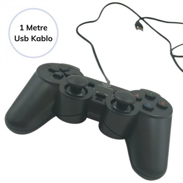 Çift Titreşimli USB Kablolu Oyun Kolu PC Uyumlu Vibration Gamepad - 5