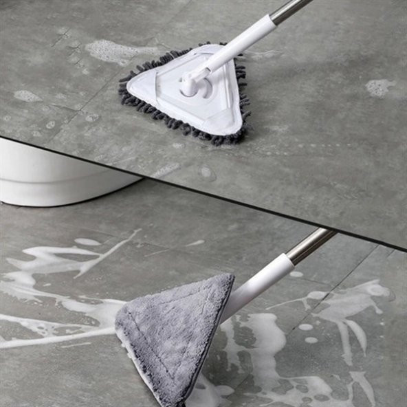 Teleskopik Saplı 150 cm Üçgen Mop Cam Duvar Tavan Fayans Parke Temizleyici Mop - 2