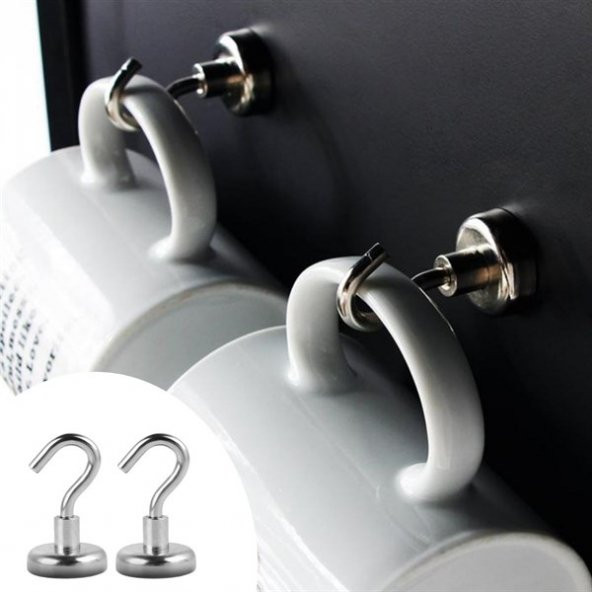 2 Adet Çok Amaçlı Güçlü Neodyum Mıknatıs Manyetik Kanca Askı - 2