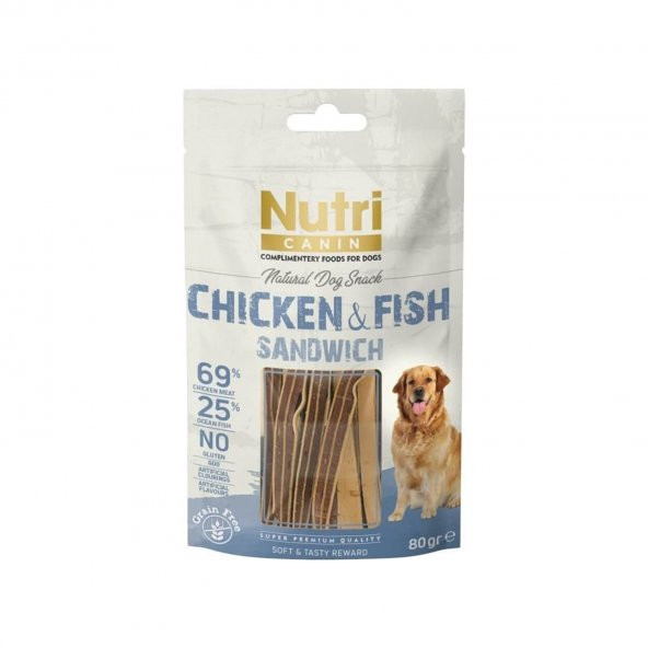 Nutri Canin Tahılsız Tavuk&Balık Sandwich Köpek Ödülü 80 gr
