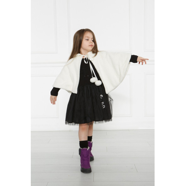 Beyaz Pelerin Etol Çocuk Peluş kürk - Panço Kidsabu - 3