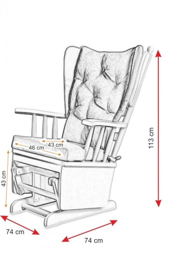 Asedia Mama Puflu Lake Kahverengi Minderli Sallanan Sandalye Emzirme Koltuğu - Resim 3