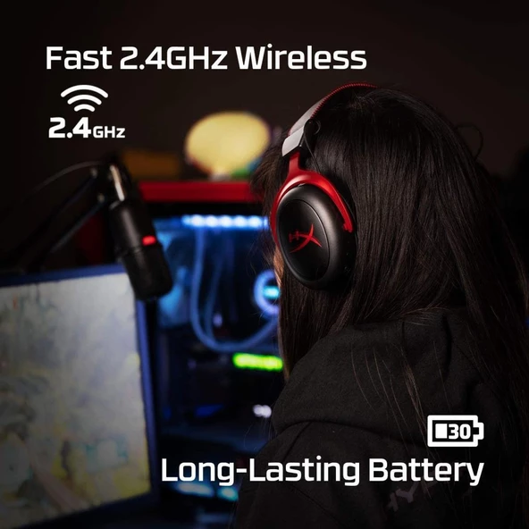 HyperX Cloud II Wireless 7.1 HHSC2X-BA-RD Mikrofonlu Kulak Üstü Oyuncu Kulaklığı - 4